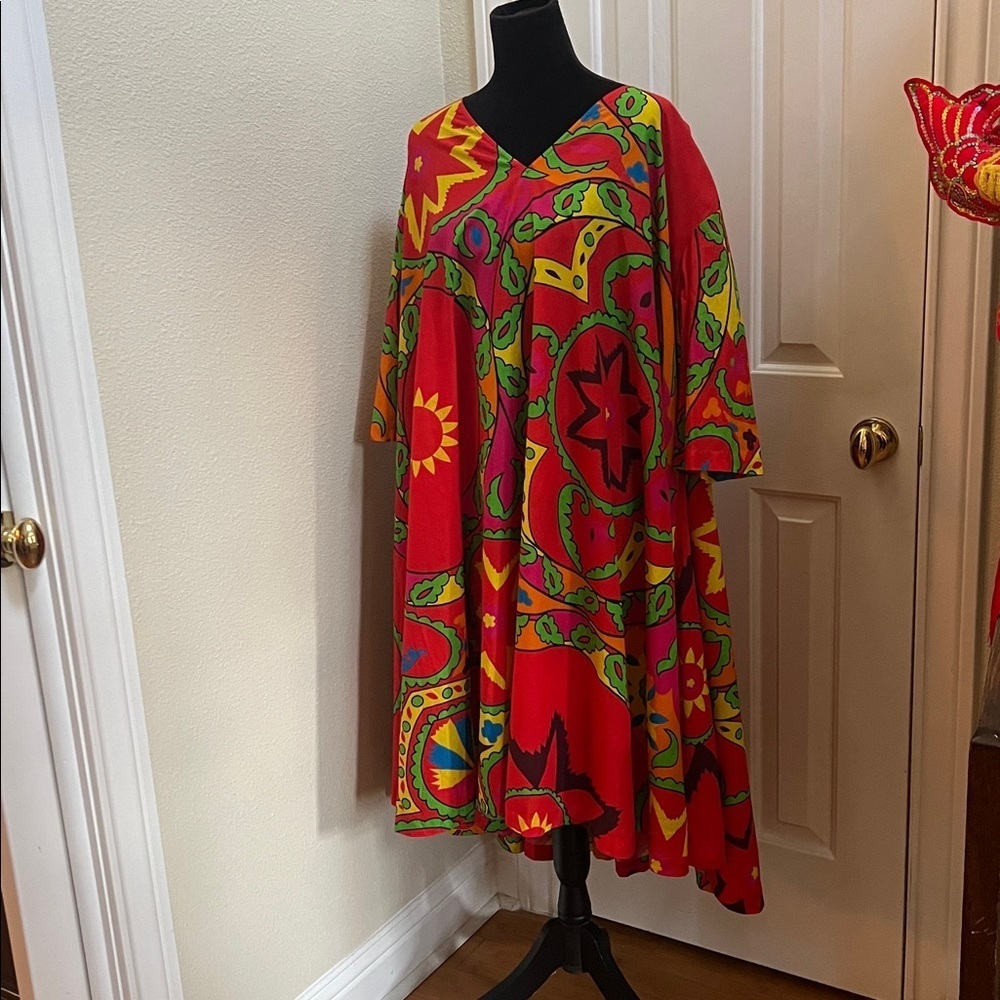Rhode Resort Dress mid century modern print one size red Blake print